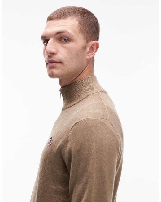 Paul Smith Brown Paul Smith Quarter-zip Zebra Logo Sweatshirt for men