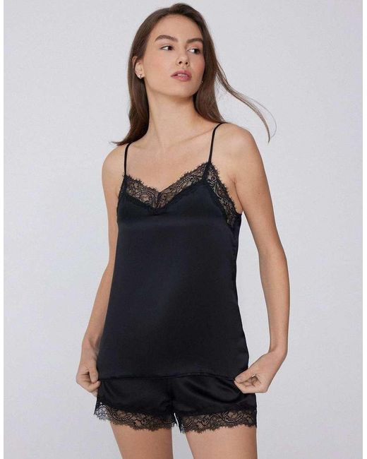 Tezenis Black Camisole With Narrow Shoulder Straps