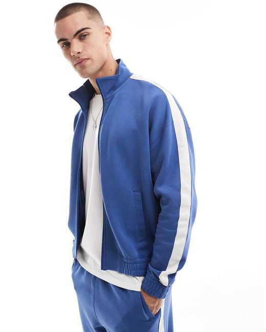 Chaqueta De Chandal De Corte Cuadrado Con Cremallera De Parte De Un Conjunto Hollister de hombre de color Azul Lyst