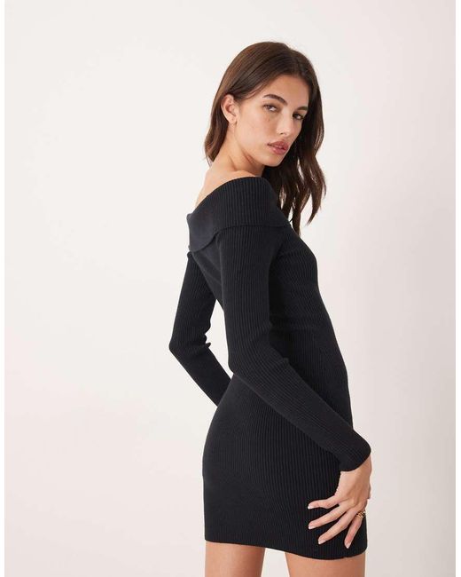 Abercrombie & Fitch Blue Knitted Off Shoulder Mini Dress With Hardware Detail