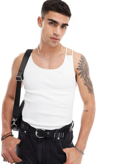ASOS White Muscle Fit Vest With Double Thin Straps for men