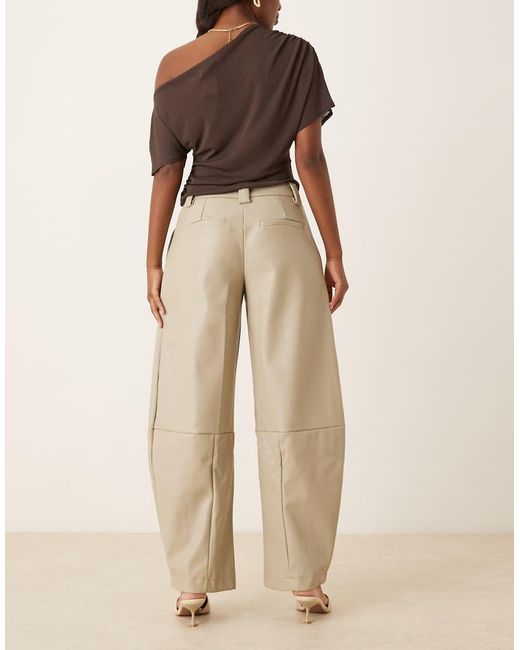 ASOS Natural Tailo Leather Look Barrel Trousers
