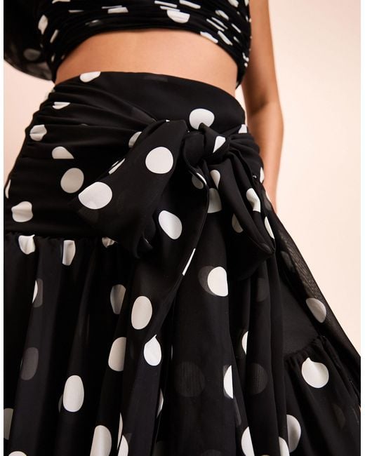 ASOS Black Co-ord Tiered Ruffle Polka Dot Organza Maxi Skirt