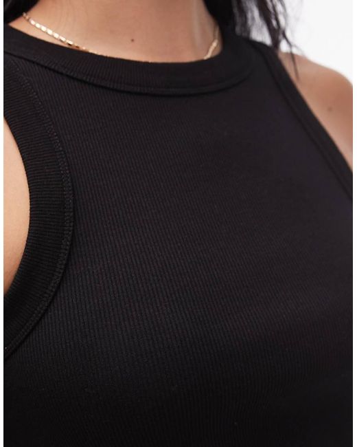Canotta A Vogatore Nera A Coste di TOPSHOP in Black