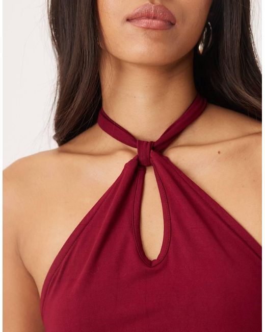 Motel Red Giunea Knot Halter Top