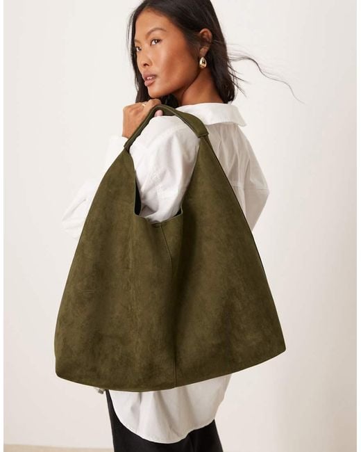 ASOS Natural Faux Suede Scoop Tote Bag