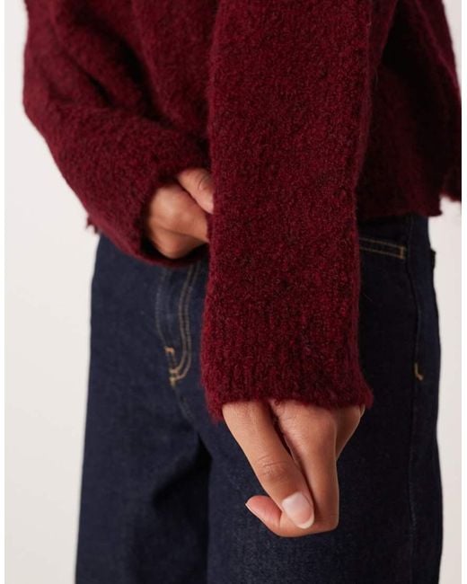 ASOS Red Boxy Boucle Crew Neck Jumper