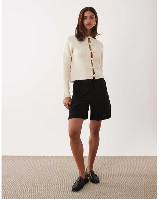 ASOS Natural Knitted Cardigan With Frog Fastenings