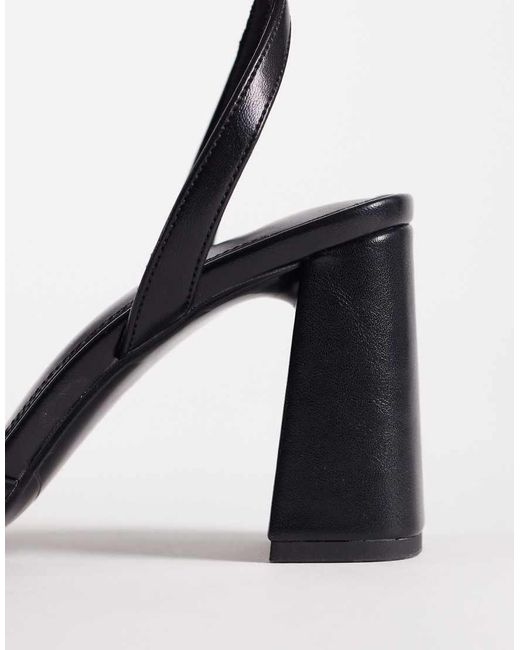 ASOS White Honour Barely There Block Mid Heel Sandals