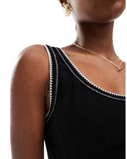 Miss Selfridge Black Contrast Seam Pocket Detail Mini Dress