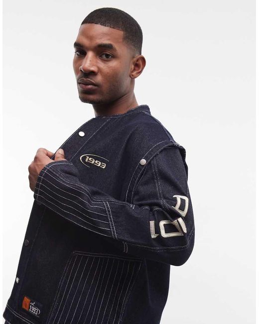 AND1 Blue Long Sleeve Denim 93 Logo Back Print Shirt Co-ord for men