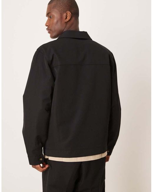 ASOS Nette Shacket Met Reverskraag in het Black voor heren
