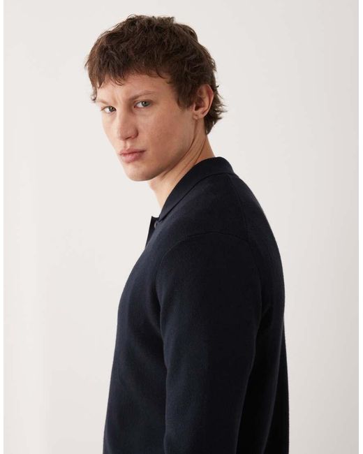 Mango Blue Knitted Long Sleeve Shirt for men