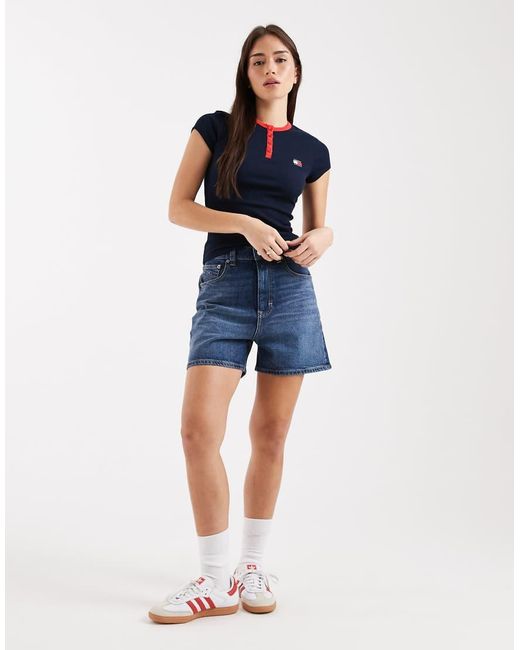 Tommy Hilfiger Blue Denim Mom Shorts