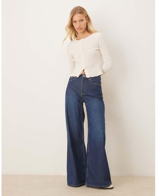 ASOS Natural Textured Button Through Long Sleeve Top
