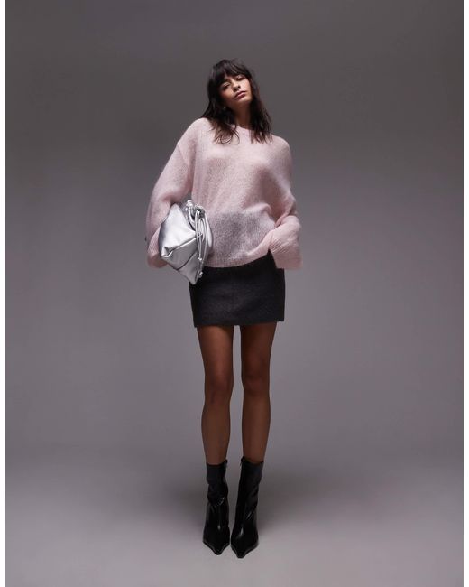 ARKET Pink Sheer Mohair And Wool Blend Knitted Sweater