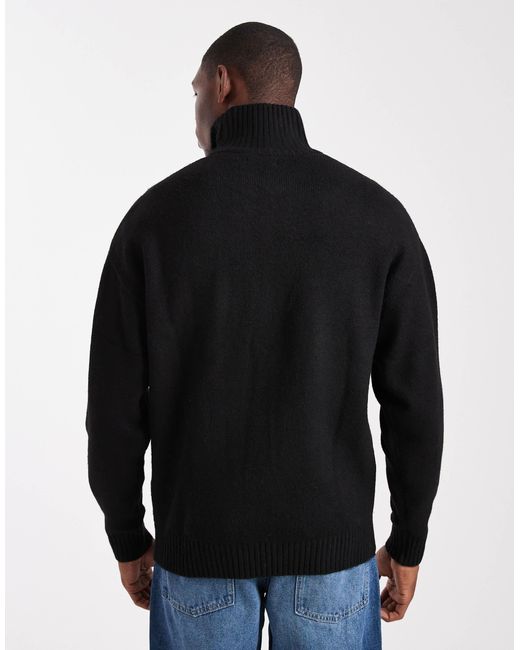 Pull duveteux à col zippé Jack & Jones pour homme en coloris Black