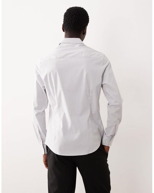 ASOS White Slim Fit Dress Shirt With Raised Texture for men