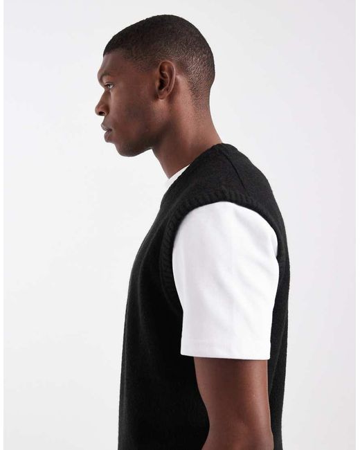 ASOS Black Relaxed Knitted Vest for men