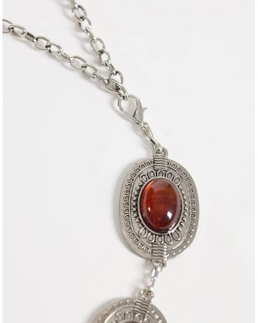 ONLY Natural Boho Chain Belt With Brown Stones