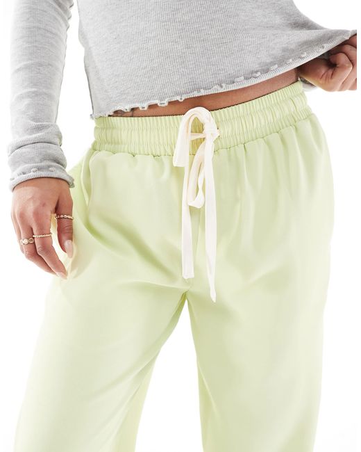 ASOS White Petite Pull On Trousers With Contrast Panel