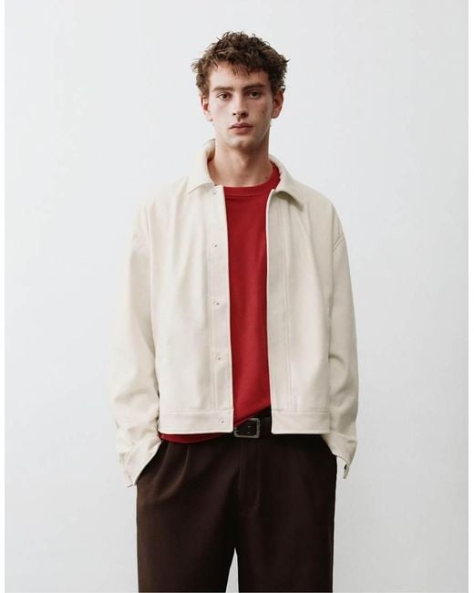 Pull&Bear White Trucker Jacket for men