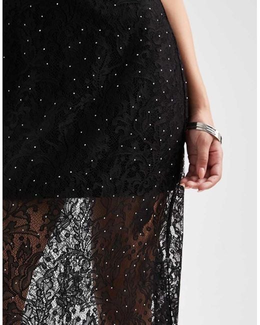 Vero Moda Black Sheer Lace Sleeveless Maxi Dress With All Over Stud Detail