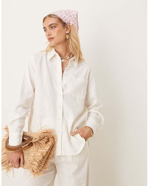 Y.A.S Natural Linen Touch Oversized Shirt Co-ord