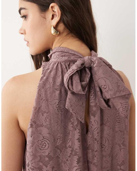 ASOS Pink High Neck Smock Mini Lace Dress