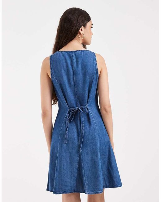 Levi's Blue Mercer Peplum Denim Mini Dress