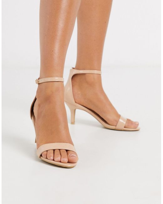 Glamorous Natural Blush Barely There Kitten Heeled Sandals-pink
