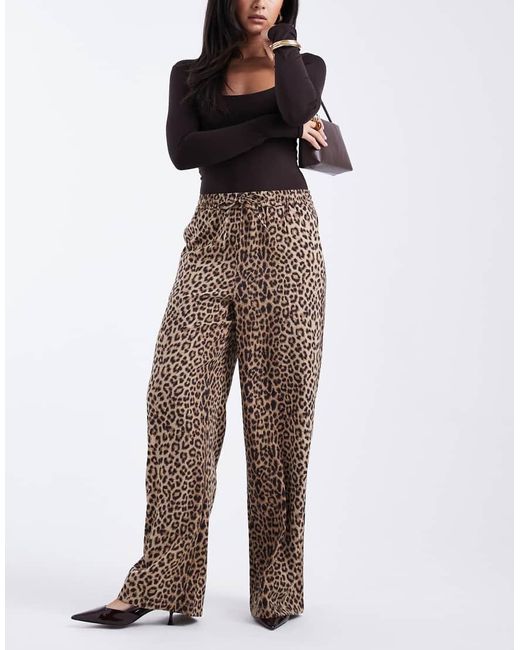Pieces Multicolor High Waist Wide Leg Trouser