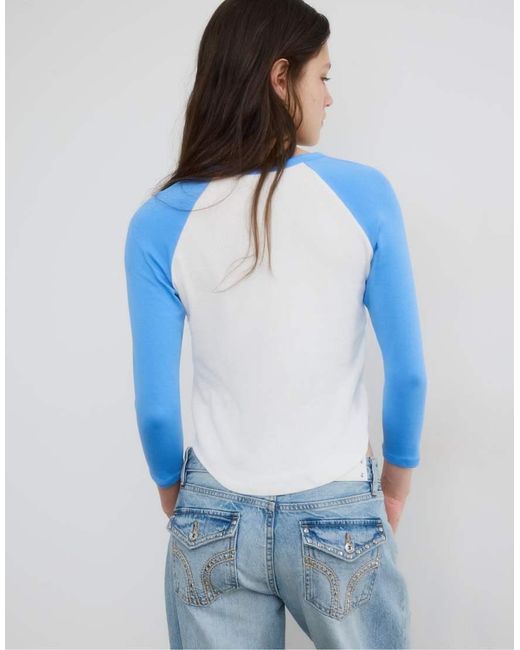 Stradivarius White Baseball T-Shirt