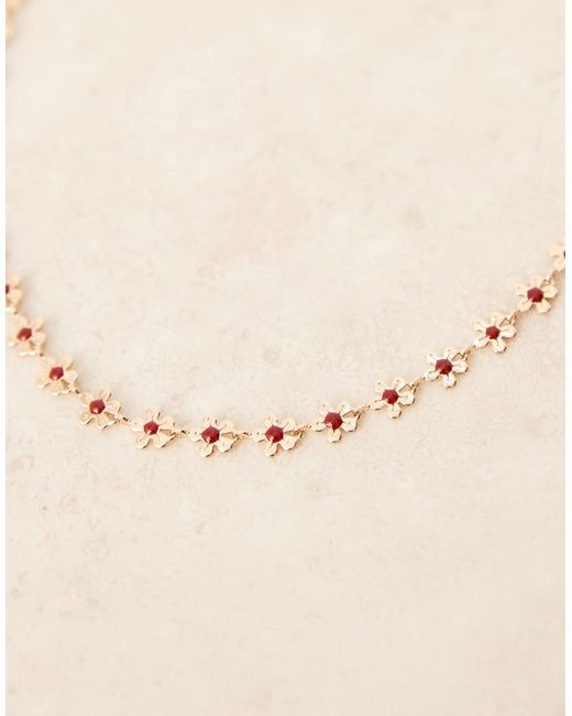 Collar Corto Dorado Con Detalle De Esmaltadas De -Rojo ASOS de color Natural