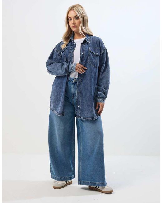 Yours Clothing Blue Western Denim Shirt