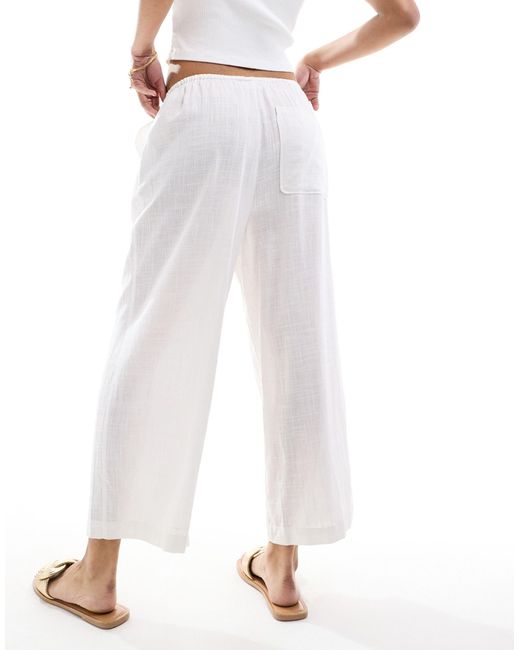 ASOS White Pull On Culotte With Linen