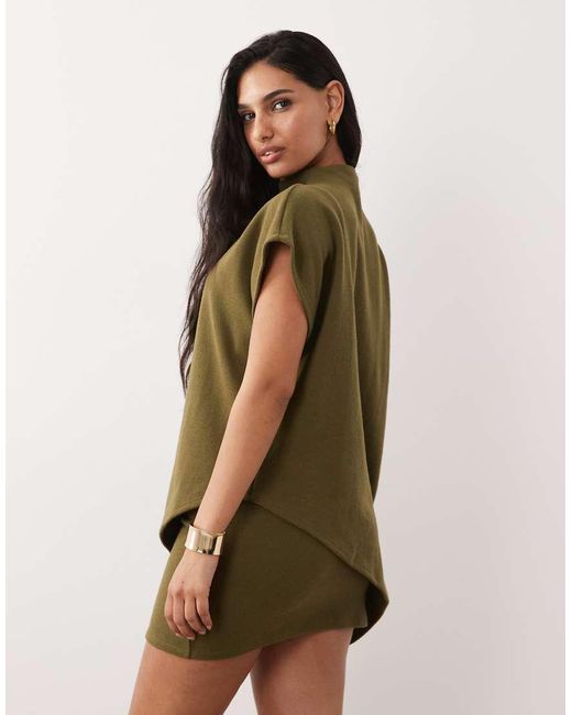 ASOS Natural Supersoft Sleeveless Cape Double Layer Mini Dress