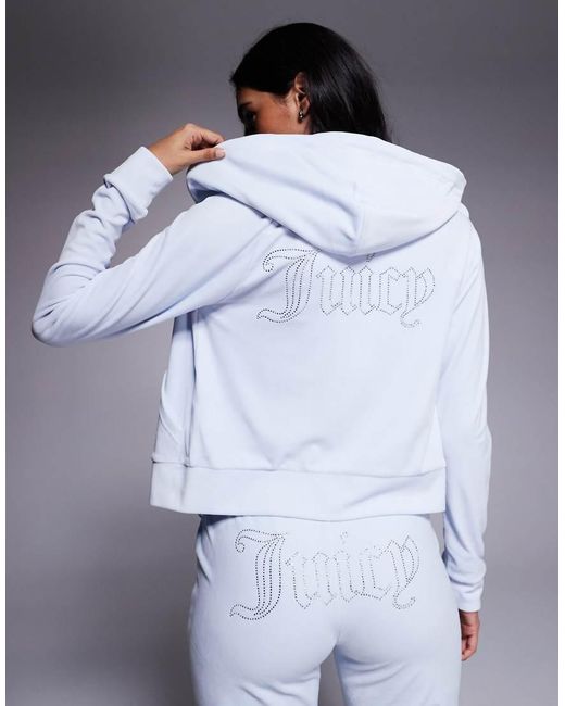 Sudadera Azul Pastel Con Capucha Y Cremallera De Velour Madison De (Parte De Un Conjunto) Juicy Couture de color Gray