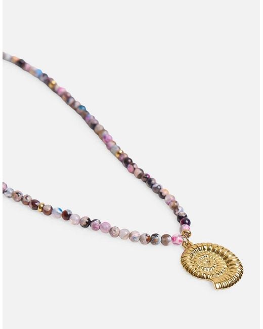 Public Desire Blue Coloured Beaded Shell Detail Necklace