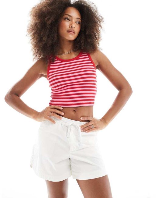 JJXX Red Denim Waistband Shorts