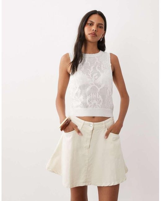 ASOS Natural Circle Denim Skirt