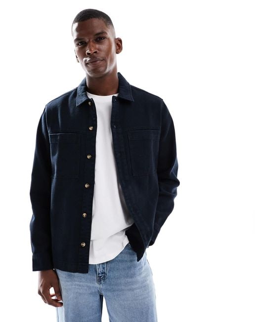 ASOS Blue Cotton Overshirt for men