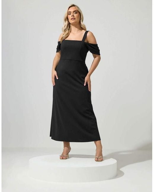 Yours Clothing Black Cold Shoulder Maxi Dress