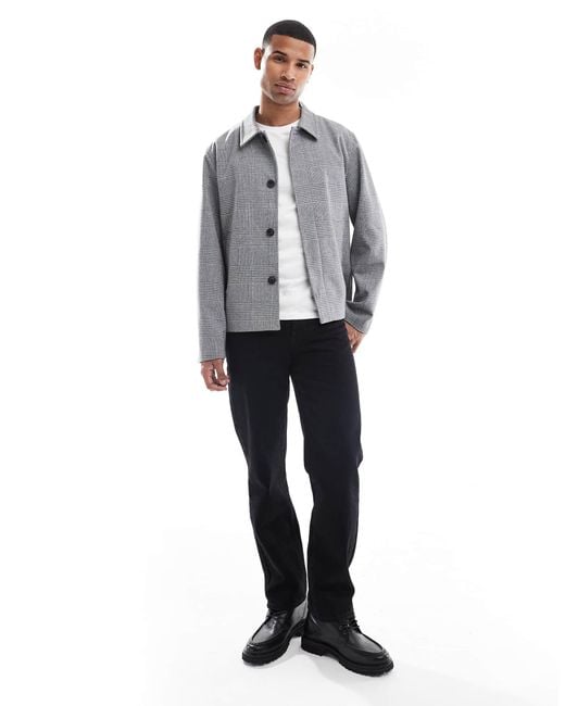 Jack & Jones Gray Boxy Wool Blend Jacket for men