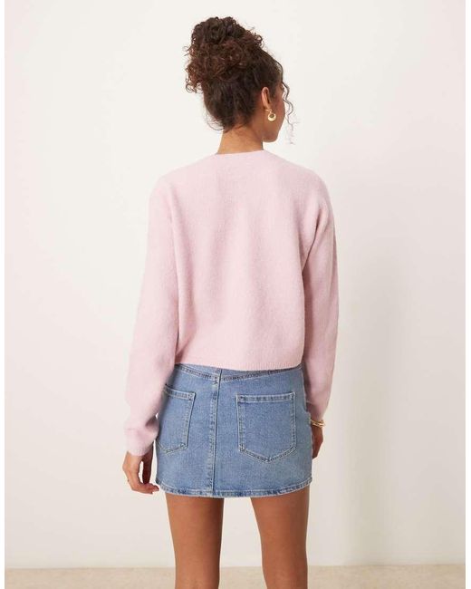 Jdy Pink Crew Neck Cardigan With Wool