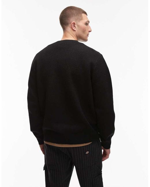 Dickies Black Ruston Knitted Jumper With Large Front Horsehoe Logo for men