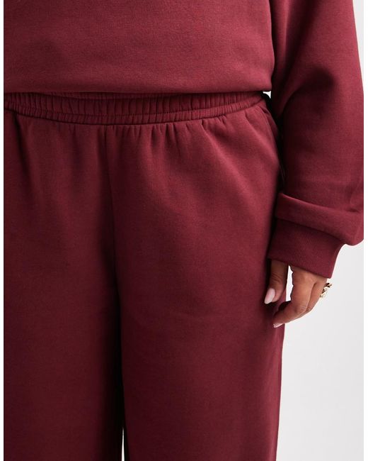 ASOS Red Asos Design Curve Wide Leg Brushback Jogger
