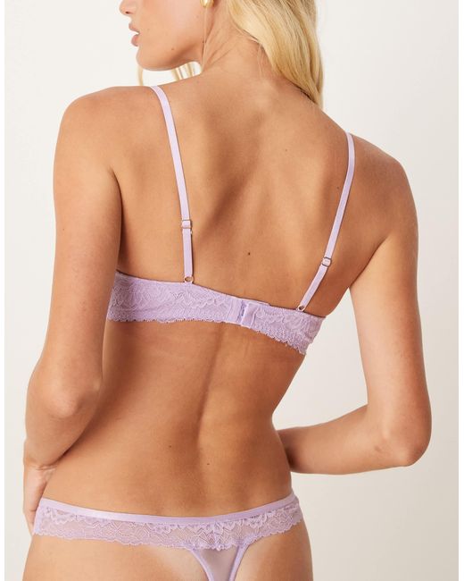 ASOS Purple Rosalie Lace Thong With Floral Trim