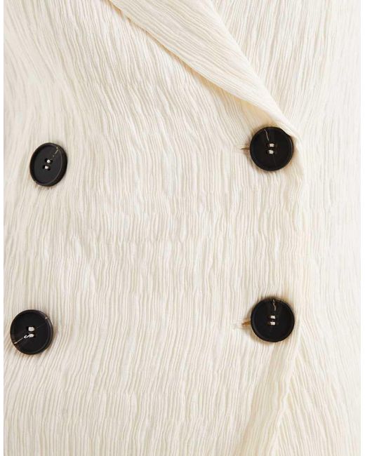 4th & Reckless Natural Textured Double Breasted Foldover Cuff Blazer