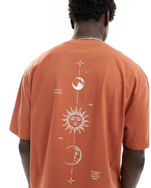 T-shirt oversize avec imprimé céleste au dos ASOS pour homme en coloris Orange